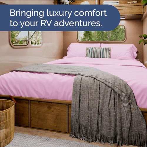 Short Queen Size 4 Piece Bed Sheet Set (32 - Light Pink / Short Queen)
