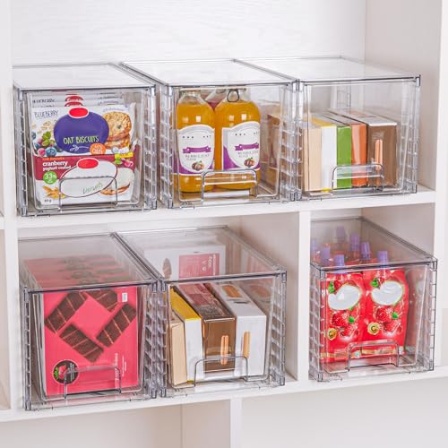 8 Pack Large Stackable Storage Drawers (Clear( 8 Pack))
