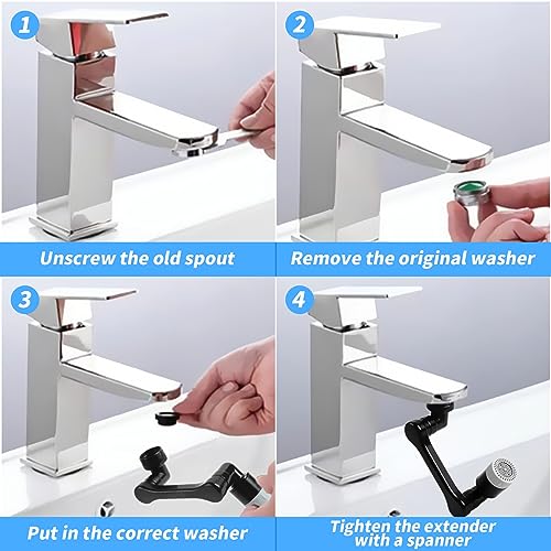 1440° Swivel Faucet Extender (Black - 2 Pack - 2nd Gear)