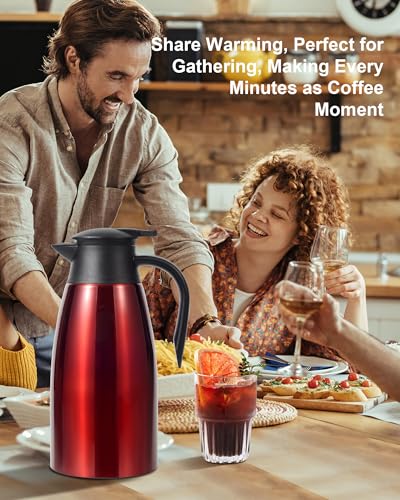 70 Oz Thermal Coffee Carafe for keeping hot (Black/Red / 2× 70 Ounces)