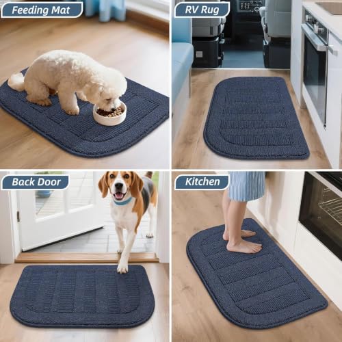 30x18 Inch Kitchen Rugs Non Slip Washable Sink Rug (1'6" x 2'6" (Semicircular) / Navy Blue)