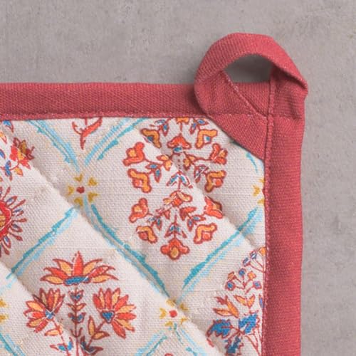 Pot Holders 100% Cotton Potholders (025 - Romane / 8" x 8" (Pot Holder Pack of 2))
