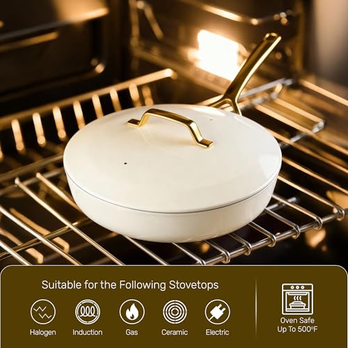 Modern 11 Pc Ceramic Cookware Set (Cream)