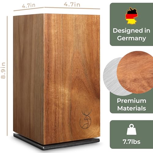 Magnetic Knife Holder Made of Acacia Wood (360° Magnetic Knife Block)