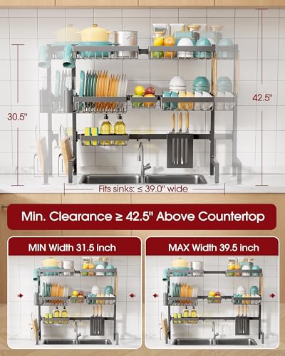 Over The Sink Dish Drying Rack (Gray / Ultra - 6 Baskets)