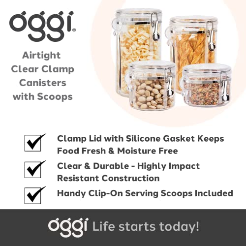 4pc Clear Canister Set with Clamp Lids & Spoons (4-Piece Set)