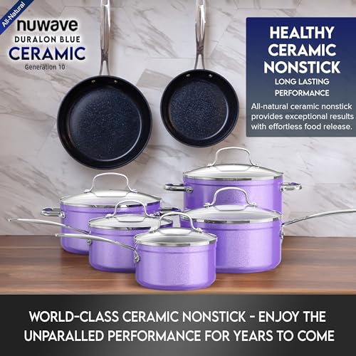Healthy Duralon Blue Ceramic Nonstick Cookware Set (Metallic Lilac Purple / 12pc Cookware Set / Cookware Set)