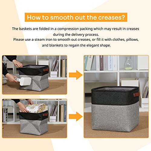 11x11 Cube Storage Bins for Cube organizer (Black&Grey / S-11"x11"x11")