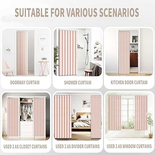 Doorway Curtains Accordion Pink Curtains for Girls' Room Door (Pink / 39"W x 78"L (Pack of 1))