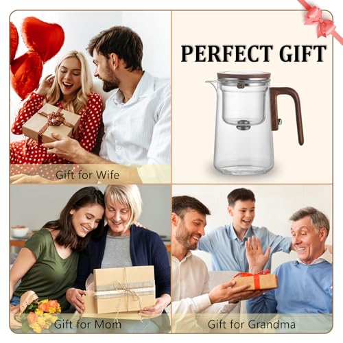 800ml Witchcraft Glass Teapot with Magnetic Water Separation Design (Brown / 0.8 Quarts)