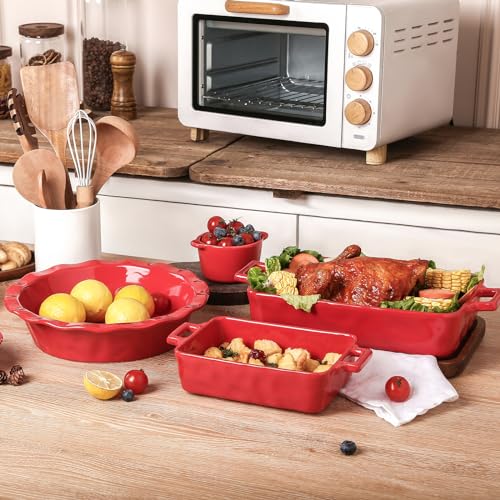 Ceramic Bakeware Set (Set of 3 / Red)