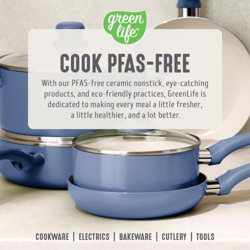 2 Piece 8" & 10" (8" and 10" Frying Pan Skillet Set / Slate Blue)