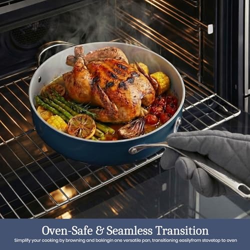 Ceramic Dutch Oven with Lid (Navy Blue)
