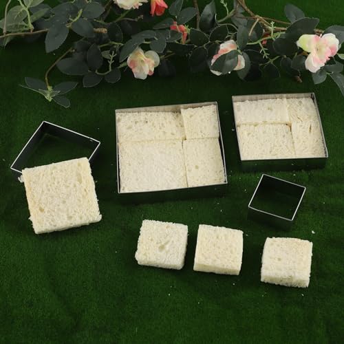Square cookie cutters ANCKNE Stainless Steel Rectangle Biscuit Molds Square Pastry Molds Fondant Cake Cookie Cutter Set (Square)