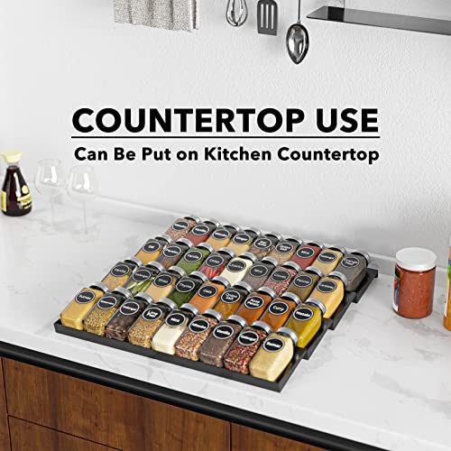 Spice Drawer Organizer with 36 Spice Jars (36 Jars, 16.75" Wide)