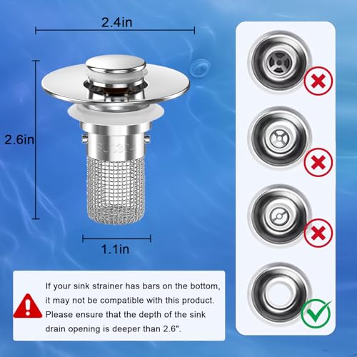 Bathroom Sink Drain Strainer (3 Count)