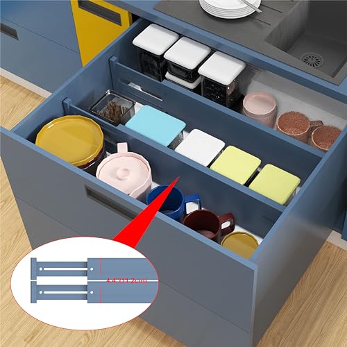 Expandable Bamboo Drawer Dividers (Blue)