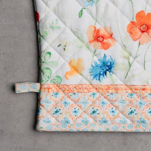 100% Cotton Oven Mitt & Pot Holder Set (039 - Summer Whisper / 7.5" x 13" & 8" x 8" (Oven Mitt & Pot Holder))