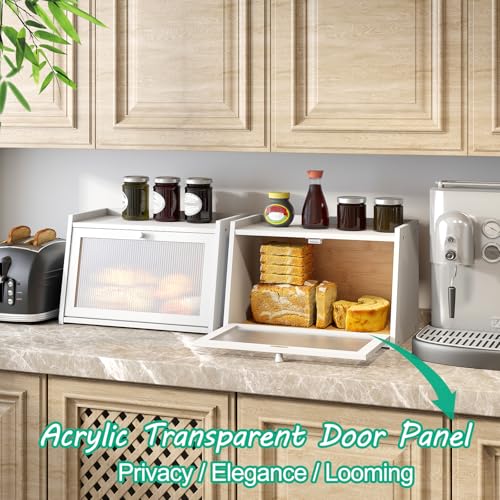 Bread Box for Kitchen Counter (White / Medium-1_Tier)
