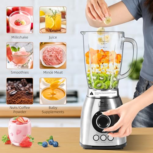 800 Watt Fast Countertop Blender for Smoothies and Shakes (18 Speed Levels and Pulse)