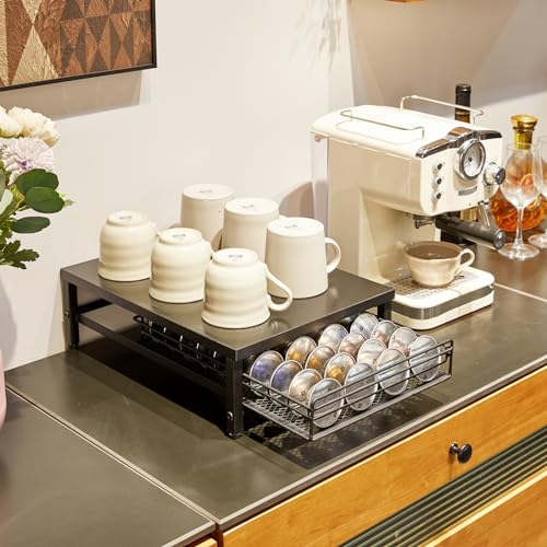 Coffee Pod Drawer Holder for Nespresso Vertuo Pods (40 Pods Nespresso / Black)