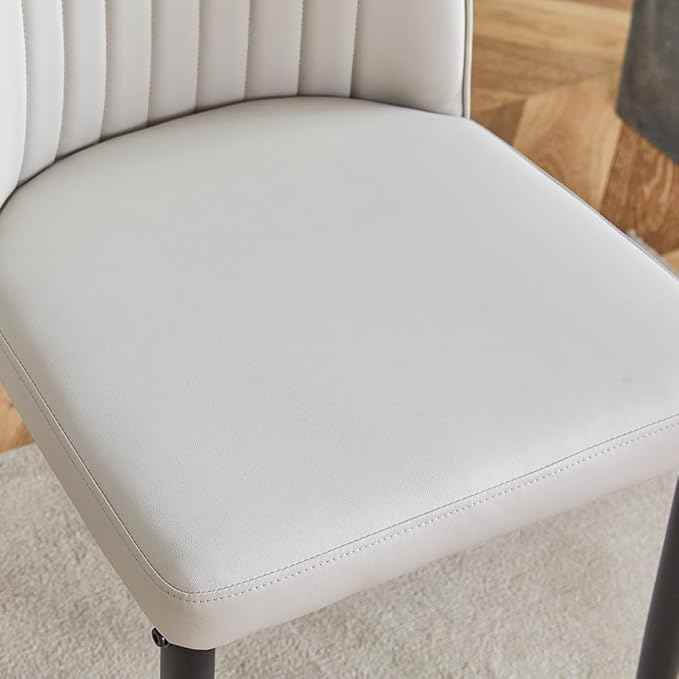 Modern Dining Chairs Set of 6 Gray Kitchen Chairs Set PU Leather Chair with Metal Legs Armless Upholstered Chair for Dinner Room, Office, Waiting Room(Set of 6, Gray)