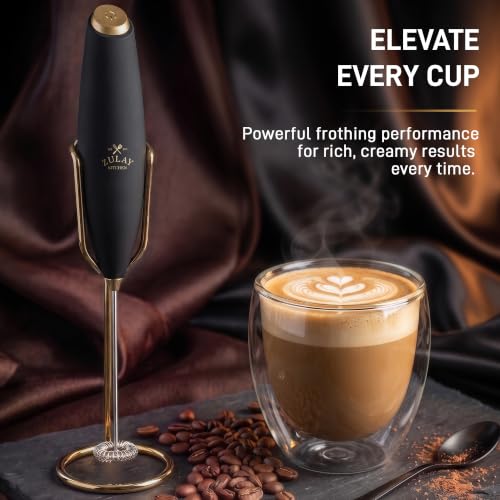 Powerful Milk Frother Wand With Duracell Batteries (Gift Box Black & Gold / Z1 Motor + Batteries)