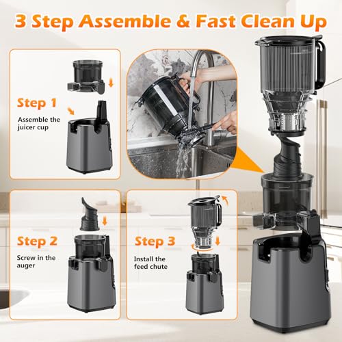 Juicer Machines with 5.8" Large Chute (Titanium Gray)