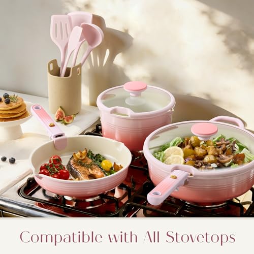 20pcs Titanium Cookware Set (Gradient Pink)