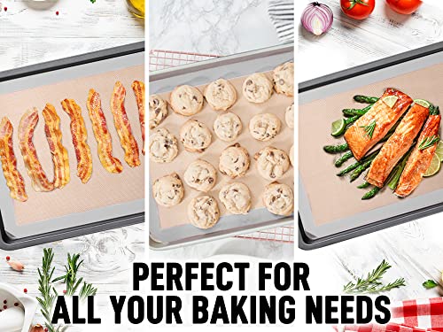 2 Pack) Silicone Baking Mat Sheet Set - Reusable Baking Mat Nonstick - Half Sheet Baking Mat For Oven - 16.5" x 11.6" (Light Gray) (2 Pack / Pale Gray)