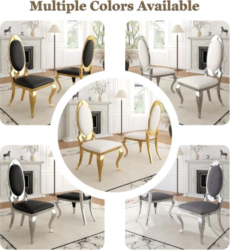 Modern Dining Chairs Set of 2 (White/Gold / Set of 2)