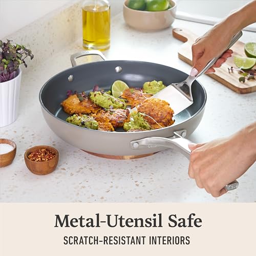 Premier Ceramic Nonstick 12" Frying Pan with Lid (12" Fry Pan with Lid / Mushroom Grey)