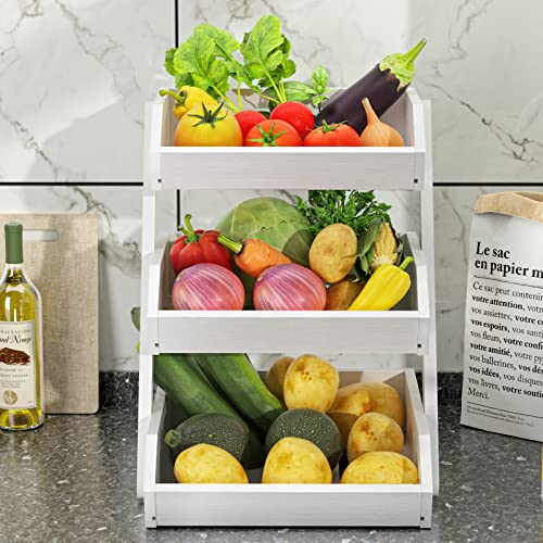 3 Tier Fruit Basket for Kitchen Counter (White / 3-Tier)