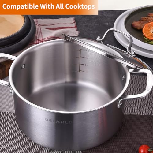 Tri ply Stainless Steel 5 Quart Heavy Duty Induction Stock Pot (Silver / 5 Quarts)