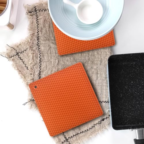 Silicone Square Trivets Mat (Orange)