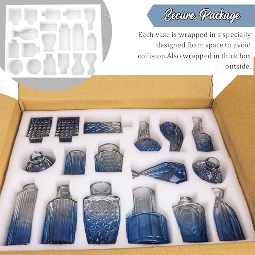 Set of 36 Glass Bud Vases Small Flower Vases for Centerpieces (Blue)