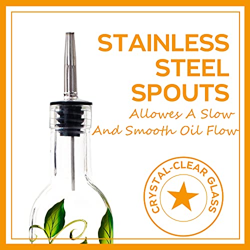 17oz Hand Painted Glass Olive Oil Bottle Dispenser (sunflower2)