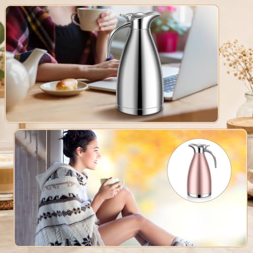 2 Pcs 68oz Thermal Coffee Carafe (Rose Gold, Sliver)