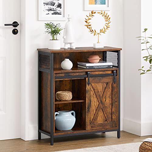 Buffet Cabinet (Without Power Outlet and Light / 11.8"D x 27.6"W x 31.5"H / Rustic Brown + Ink Black)