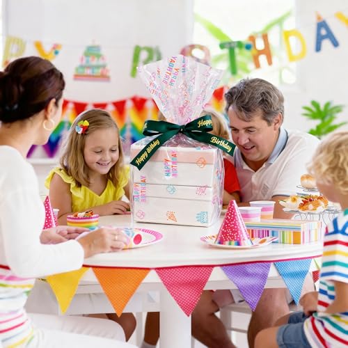 Happy Birthday Cellophane Wrap Roll (Birthday 35in Wide x 100ft Long)