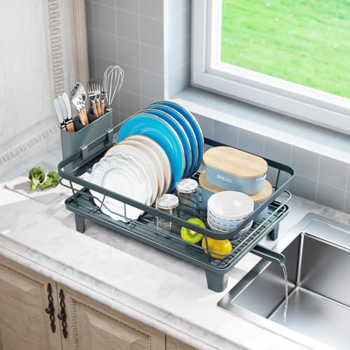Urakify Dish Drying Rack for Kitchen Counter (Blue)