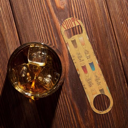 Shots Menu Stainless Steel Bottle Opener Drinks with Names Cocktail Glass Mix Color Striped Sketch Line Flat Beer Bottle Opener Keychain for Home Kitchen Bar Restaurant Party Birthday Gift (Shots Menu)