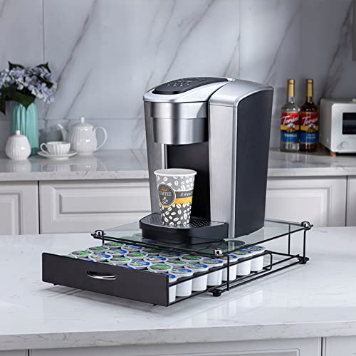 K Cup Holder Glass Coffee Capsule Storage (Black2)