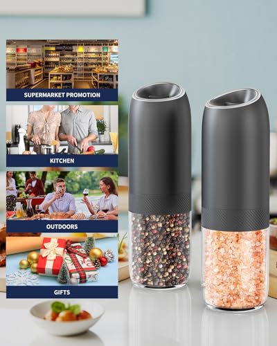 Gravity Electric Salt and Pepper Grinder Set (Battery / Black Plus)