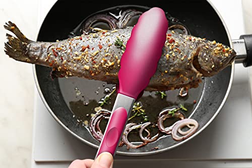 2 Pack Silicone Kitchen Tongs (Wine Red)