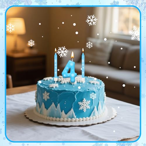 13PCS Snowflake Themed Birthday Candles Number 4 Set (13 Count)