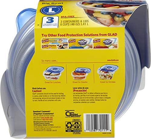 GladWare Big Bowl Food Storage Containers (Round / 3 Count (Pack of 6))