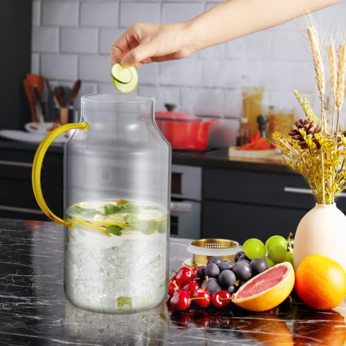 1 Gallon Gold Glass Pitcher with Lid and Handle (Gold / 128 Ounces)