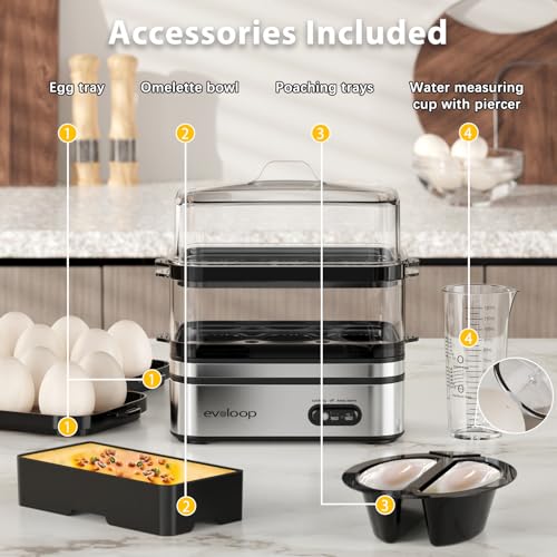 Rapid Egg Cooker Electric 12 Eggs Capacity (Silver)