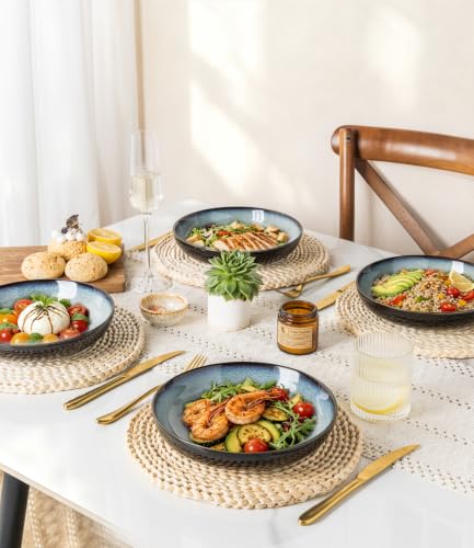 9.0" Ceramic Pasta Bowls Set of 4 (Set of 4 / Gray White)